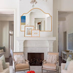 Chende Large Gold Mirror with Arched Top, 47" x 32" Modern Living Mirror for Wall, Modern Decorative Mirror with Wooden Frame for Entryway, Fireplace, Dining Room
