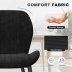 Dining Chairs Set of 6 Modern Velvet Dining Room Chairs Upholstered Dining Chairs with Thick Cushions Metal Legs Armless Back Chair for Kitchen and Living Room Black