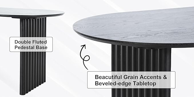 Casaphoria Wood Kitchen Table Set with 2 Chairs, 67" Dining Kitchen Table & Chairs Set for 4-6, Modern Farmhouse Oval Dining Table for Living Room, Easy Assembly, Black