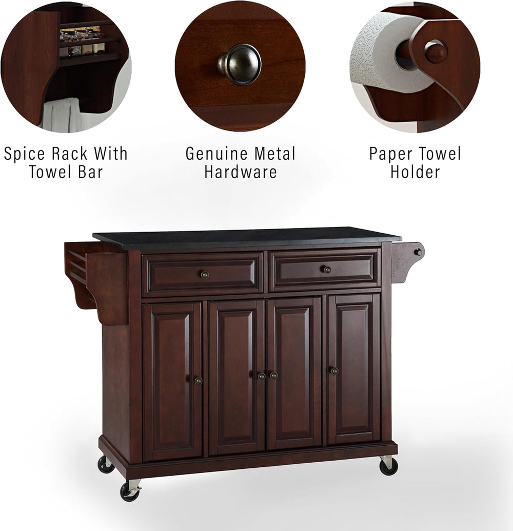 Crosley Furniture Full Size Granite Top Rolling Kitchen Island Storage Cart, ...