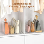 GoMaihe Bag & Purse Organizer for Closet: 4 Sets Adjustable Clear Handbag Storage Shelf - Plastic Clutch Dividers | Minimal | Keep Purses upright