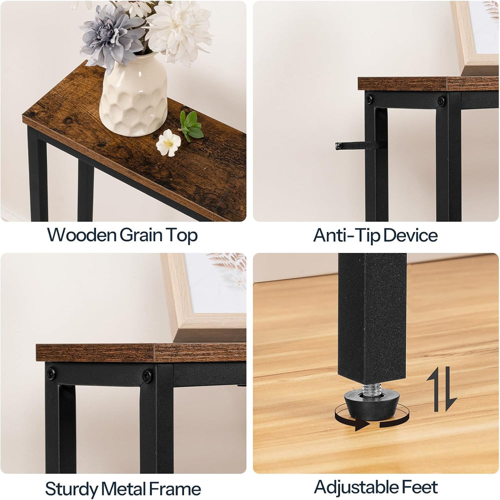 HOOBRO 63" Narrow Console Table with Charging Station, 5.9" Slim So...