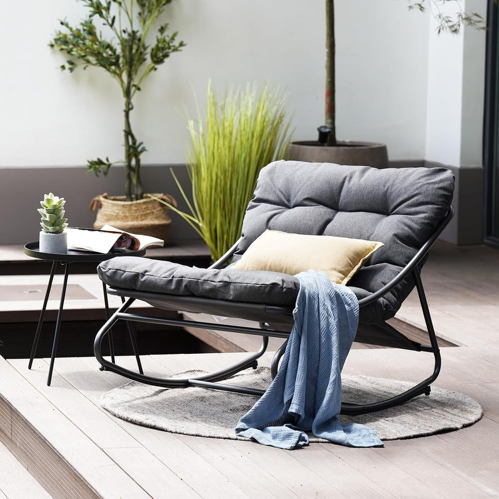 Grand patio Rocking Chair Indoor and Outdoor, Metal Patio Lounge Rocking Chai...