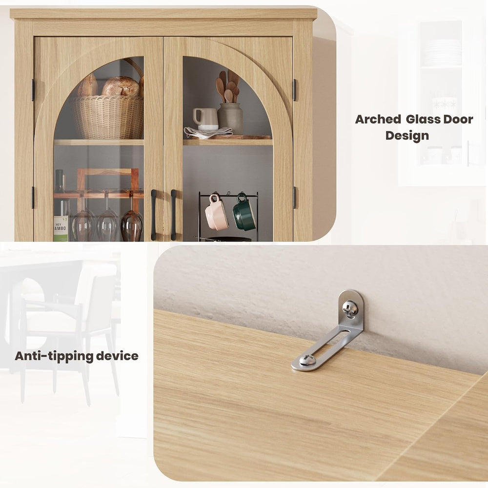 70" Kitchen Pantry Storage Cabinet - Modern Display Pantry Storage with ...