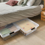50 Quart Large Plastic Under Bed Storage Box, Clear Underbed Storage Containers with Wheels, 3 Packs