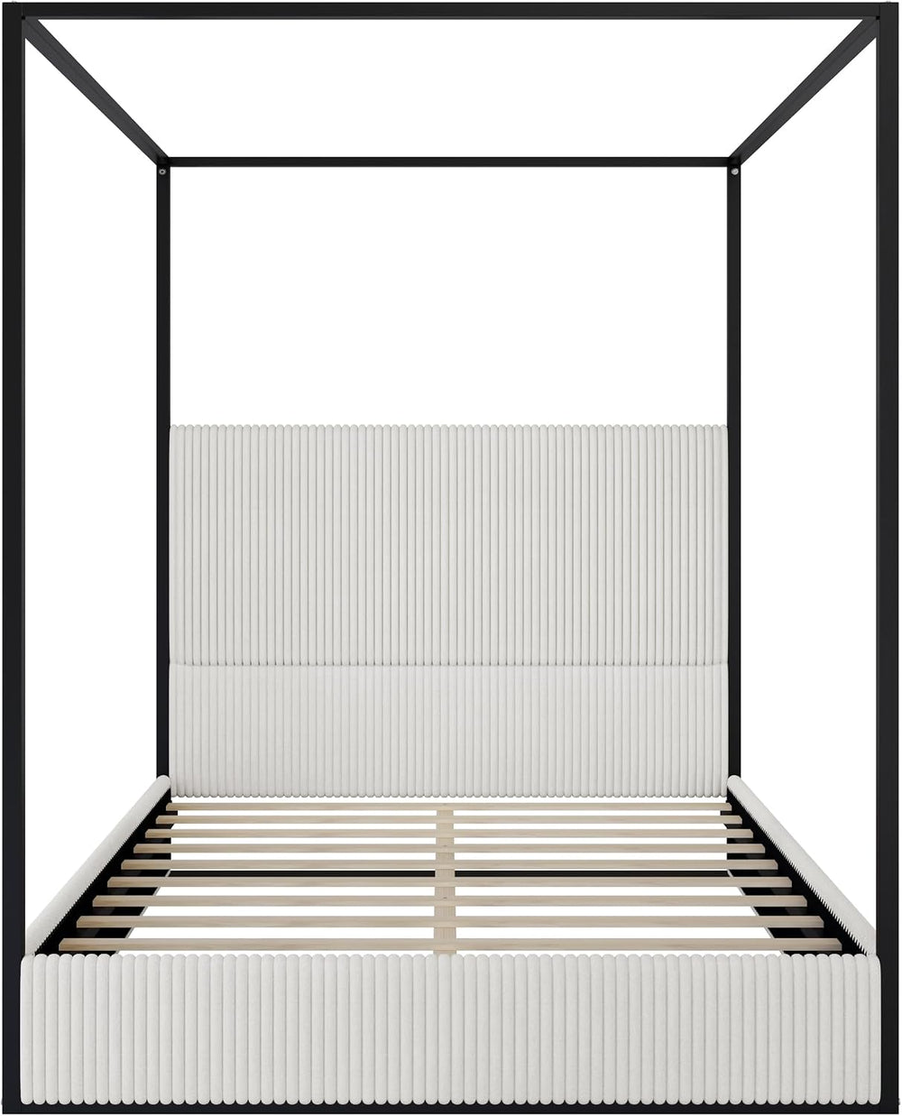 GDFStudio Modern Queen Size Luxury Metal Canopy Bed with 49.5" Velvet Up...