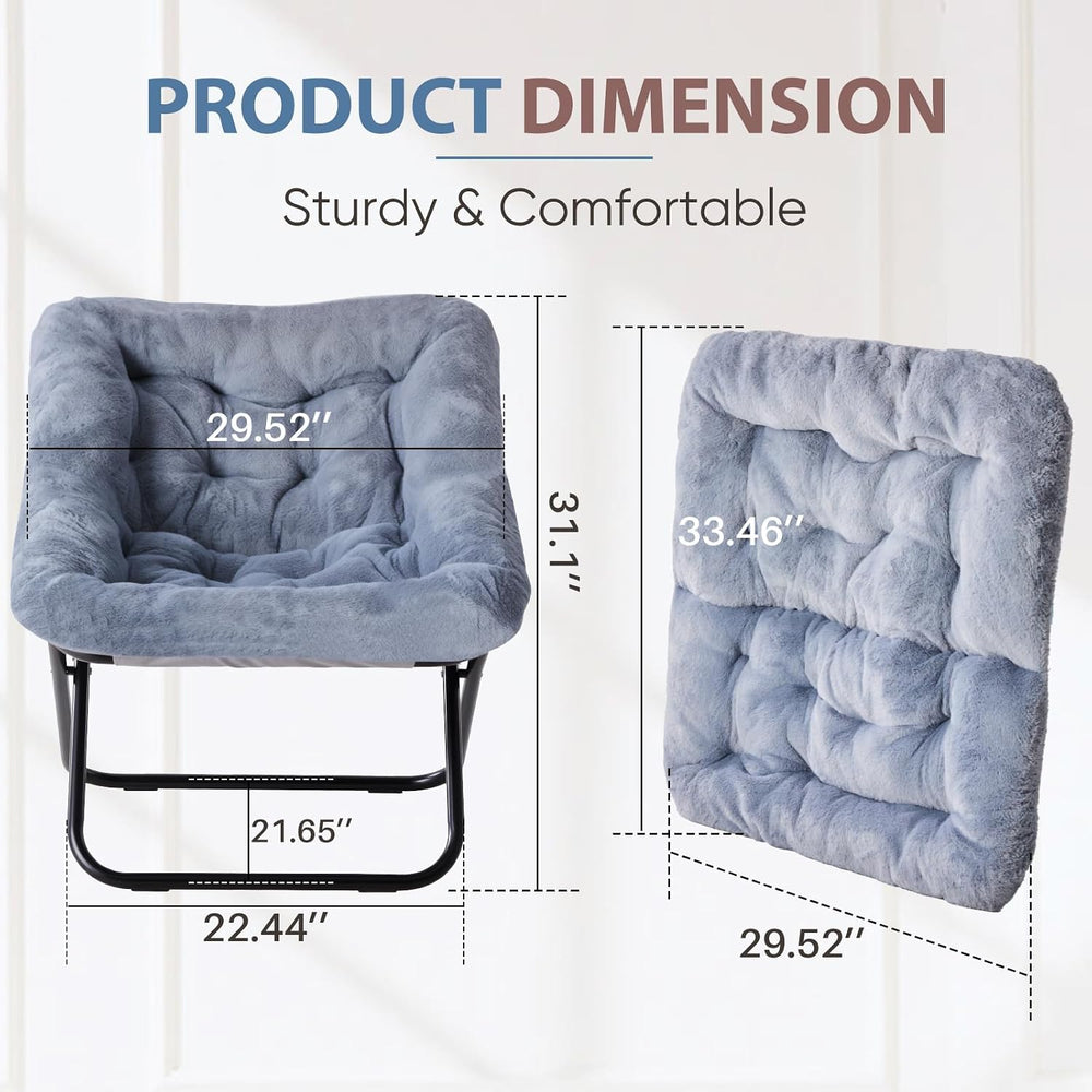 DUMOS Faux Fur Saucer Chair for Adults, Living Room Folding Lounge Chair | Co...