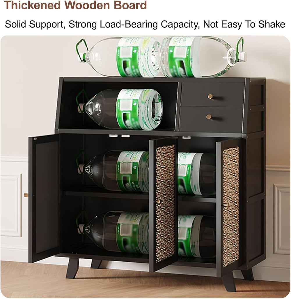 Kitchen Pantry Storage Cabinet with 3 Doors, Modern Hutch with Storage Drawer...