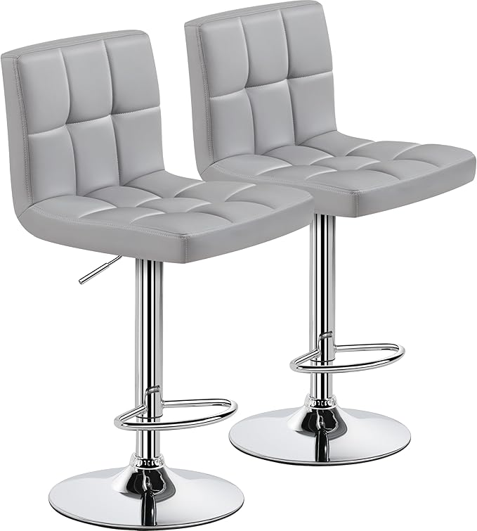Yaheetech Bar Stools Set of 2, PU Leather Adjustable Barstools, Modern Counte...