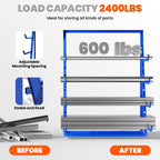 48x16x62'' Heavy Duty 4 Tiers Horizontal Lumber Storage Rack, 2400lbs Load Alloy Steel Lumber Pipe Organizer Shelf, Adjustable Bar Storage Cantilever Rack for Garage Workshop, Woodworking Shop