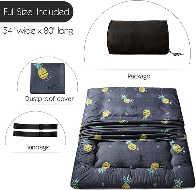 MAXYOYO Japanese Floor Mattress Futon Mattress, 4" Thicken Tatami Mat Sleeping Pad Foldable Roll Up Mat Boys Girls Dormitory Pad Kids Floor Lounger Pillow Bed, Charcoal Grey, Queen Size