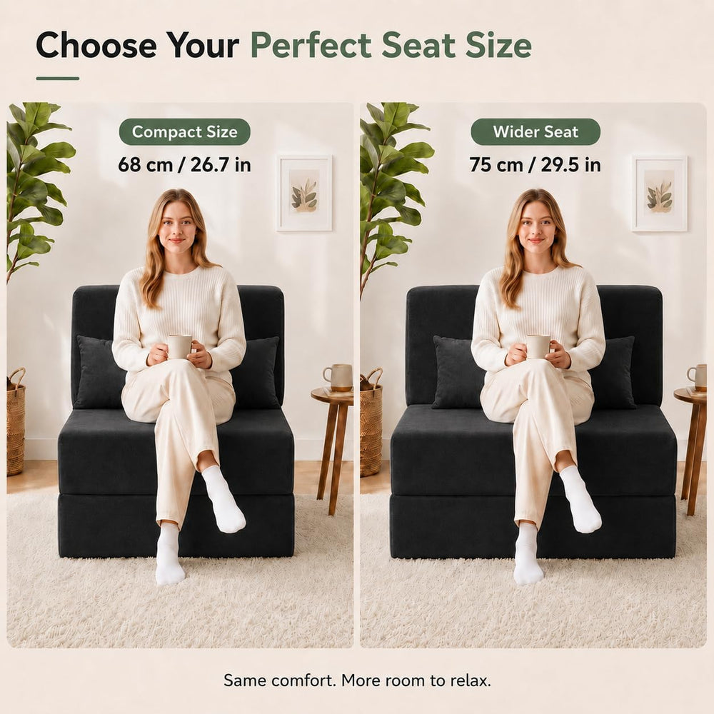 Folding Sofa Bed, Convertible Sleeper Chair, No Assembly, Black | Sofa Couch,...