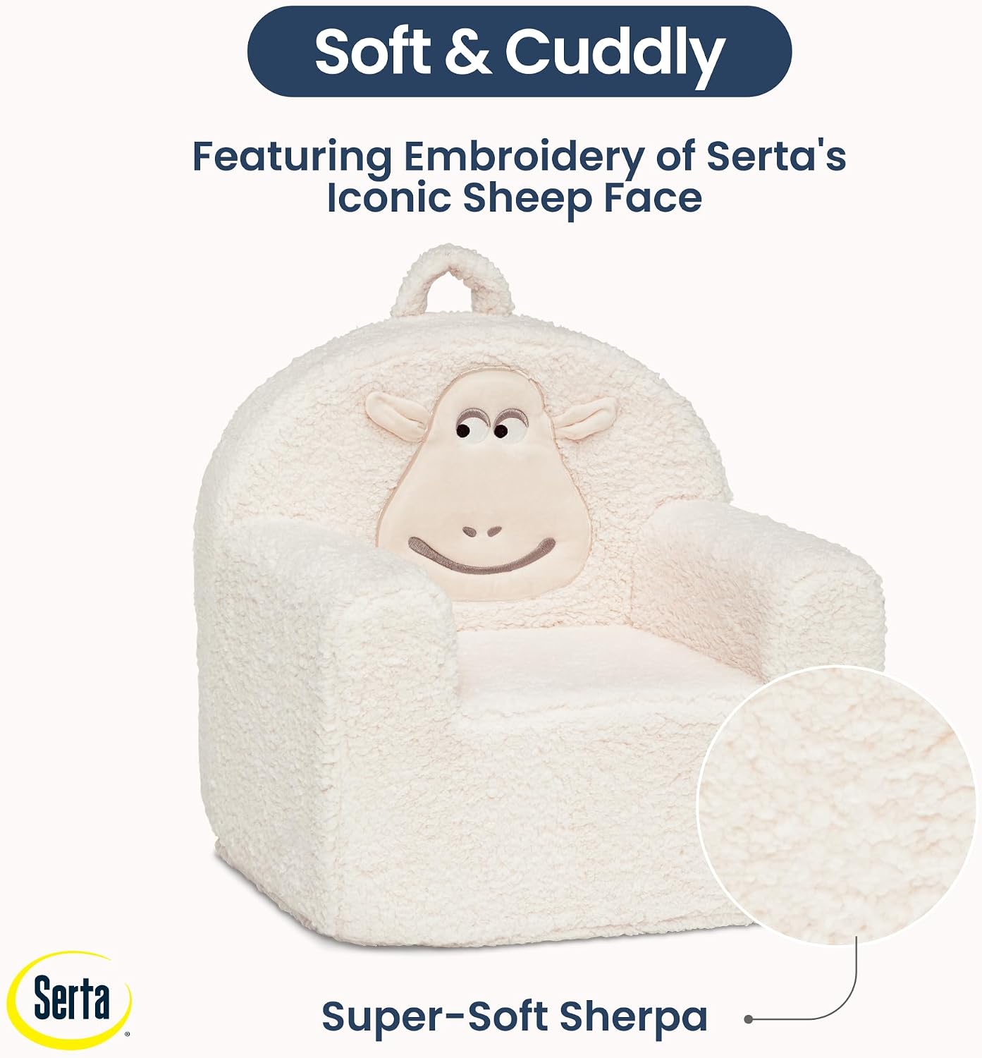 Delta Children - Serta Counting Sheep Kids Sherpa Foam Chair, Cream