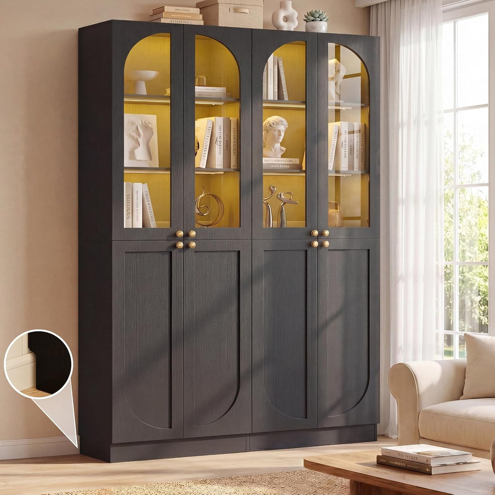 Cyclysio 80" Kitchen Pantry with 3 Motion Sensor Lights, Tall Arch Stora...