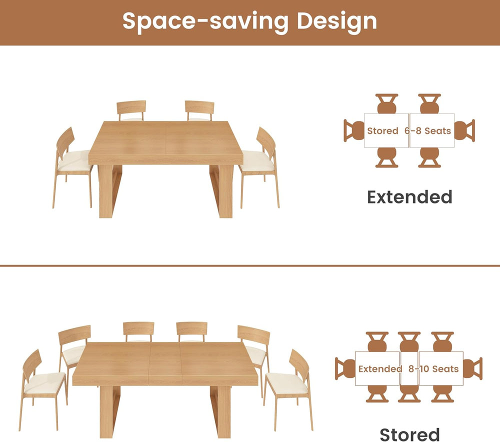 70.9" - 86.6" Extendable Dining Table for 8-10 Person, Modern Expan...