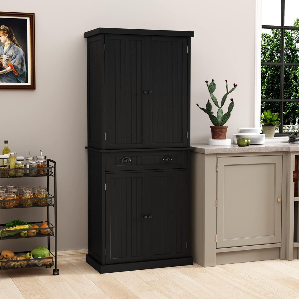 HLR 72" Kitchen Pantry Storage Cabinet, Freestanding Larder Cupboard wit...