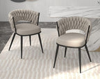 KCC Fabric Dining Chairs Set of 4, Modern Dining Chair with Metal Legs, Woven Upholstered Dining Chairs for Dining Room, Kitchen, Vanity, Living Room (Beige)