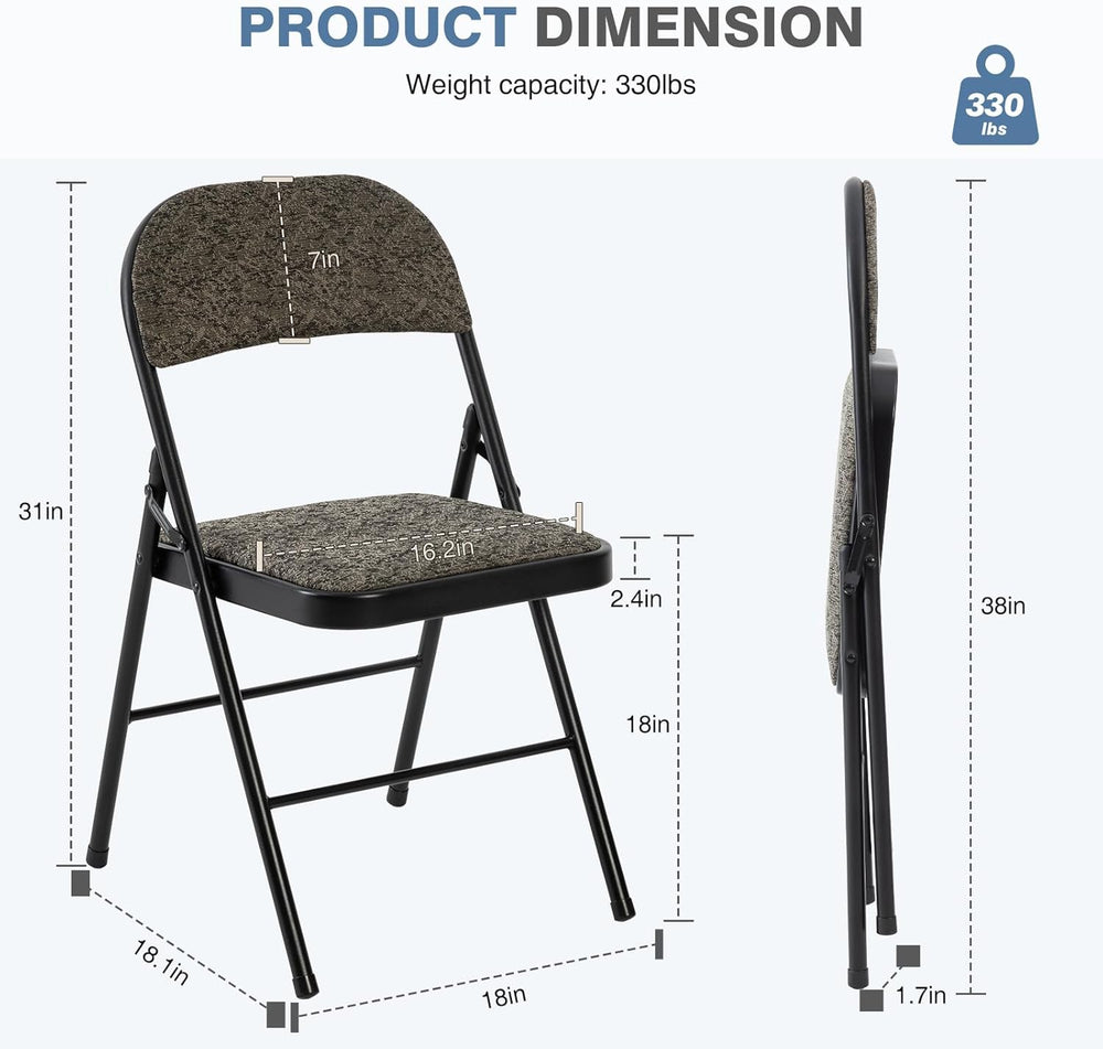 DUMOS Padded Folding Chairs 4 Pack, Foldable Dining Patio Chairs, Outdoor