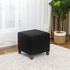 Lienen Ottoman with Storage, 17" Fabric Foot Stools Ottoman for Living Room, Upholstered Square Storage Ottomans Foot Rest, Bedroom Footstools and Ottomans with Hinged Lid, Black