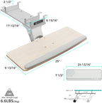 EUREKA ERGONOMIC Keyboard Tray Height Adjustable, Swivel Tilt Computer Keyboard Drawer Under Desk, 25x9.13'' Sliding Keyboard & Mouse Platform with Mouse Pad for Typing, Maple