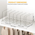 Purse Organizer for Closet Organizers and Storage, Adjustable Clear Shelf Dividers for Purse Organizer, Closet Shelf Storage Suitable for Bookshelf Dividers, Bedroom, Offices(2Set-Small)
