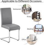 Yaheetech Dining Chairs Set of 6 Modern Faux Leather Upholstered Dining Room Chairs with High Back and Metal Chrome Legs for Kitchen/Living Room/Restaurant, Light Gray