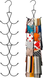 Scarf Hanger 12 Storages,Purse Hanger with 360 Swivel Hook,Scarf Organizer Scarf Hangers for Closet,for Scarves, Shawl,Belt,Purse & Baseball Cap