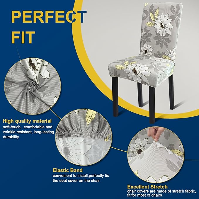 Chair Covers, Dining Room Chair Covers, Stretch Kitchen Chair Covers/Dining Chair Covers for Dining Room 8 Pack, Removable Washable Dining Chair Slipcovers for Home, Hotel, Banquet