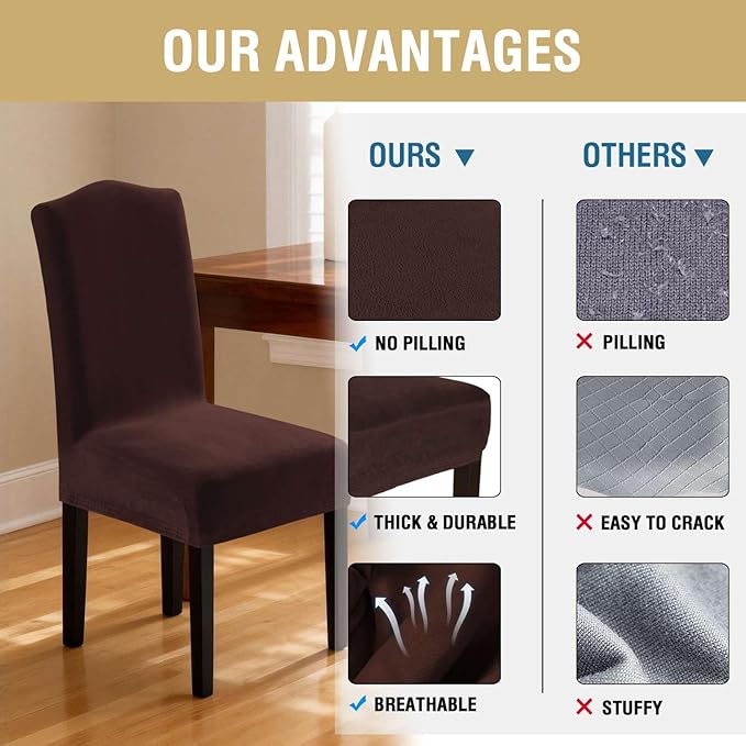 H.VERSAILTEX Velvet Dining Chair Covers Stretch Chair Covers for Dining Room ...