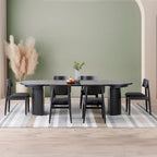 Transformer Table Solid Wood Extendable Round Dining Table Set, Black
