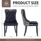 Velvet Dining Chairs Set of 6, High-end Tufted Upholstered Dining Chair with Back Ring Pull, Nailhead Trim and Solid Wood Legs, Modern Dining Room Chairs for Dining Room, Black &Patterned