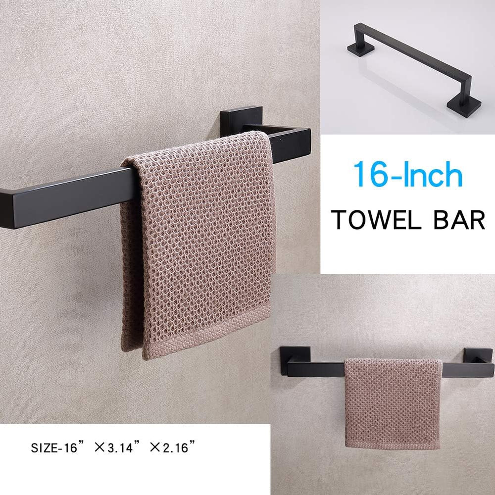 TASTOS 3-Piece Bathroom Hardware Set Matte Black Wall Mounted Bathroom Access...