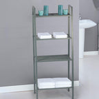 4-Tier Metal Ladder Shelf, Lightweight Bookcase Storage Rack with Open Shelves, Multi-Purpose Display Stand for Plants, Books, Photos and Decor, Gray