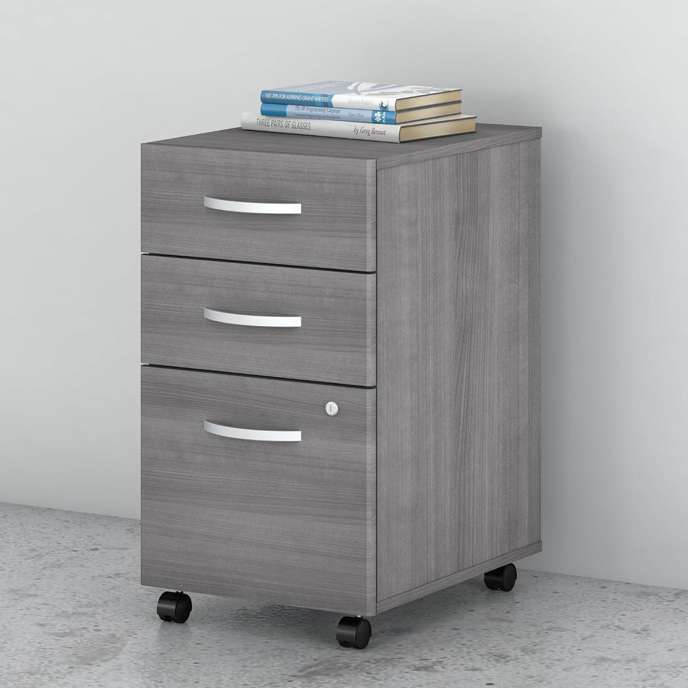 Bush Business Furniture Studio C 3 Drawer Mobile File Cabinet in Platinum Gra...