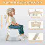 Height Adjustable Kids Table and Chairs Set (2 Chairs) for Ages 2-8 | Non-Slip Toddler Activity Table with Wipe-Clean Desktop, Montessori Learning & Art Drawing Desk for Home Preschool Classroom