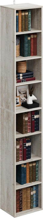 IRONCK Tall Narrow Bookshelf 8 Tiers, Compact Corner Bookcase, Easy to Match for Living Room, Office, Study, Bedroom