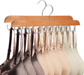 Bra Hanger for Closet Organizers and Storage | Space Saving Wooden Hanger | 20 Steel Hooks for Tank Tops, Camis, Hats, Lingeries, Belts, Ties, Scarfs Holder| 360° Rotating Non-Slip (1, 2 Pack Natural)