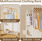 Clothes Garment Coat Rack Drying Clothing Racks Metal Freestanding for Hanging Clothes Portable Closet for Laundry Bedroom White