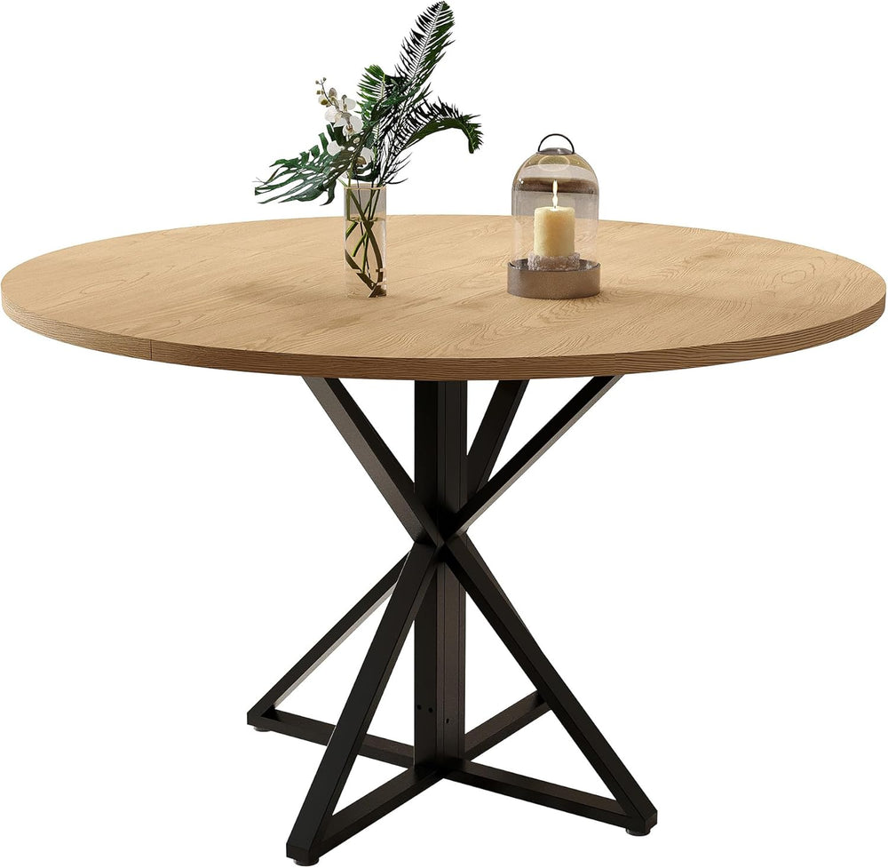 GarveeHome 47 Inch Round Dining Table for 4-6, Circle Kitchen Table with Pede...