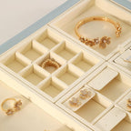 Dark Blue Jewelry Display Tray Ring Necklace Earring Bangle Organizer Multifunctional Storage Case for Jewelry Showcase (Small 9 Grids Tray(beige))