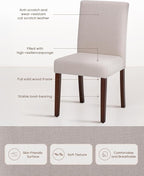 Upholstered Dining Chairs Set of 6 - Line Fabric Modern Farmhouse Kitchen Chairs,Mid-Back Dining Room Chairs with Wooden Legs