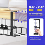Under Desk Cable Management Tray 2 Pack, Xpatee Wire Management No Screws, Cable Tray with Clamp for Wire Management, Computer Code Rack for Office, Home - No Damage to Desk Black