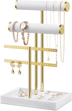Bracelet Holder Jewelry Organizer Display - 3 Tier T Bar Velvet Stand, Black Jewelry Storage for Bracelet, Necklaces, Earrings, Rings, Watches