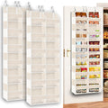 2 Pack Over The Door Organizer 6 Tiers, Extra Large Behind Door Storage of 12 Compartments, 80 lbs Weight Capacity Hanging Storage Organizer with Clear Window Kids Toys,Shoes (6 Tiers - Beige)