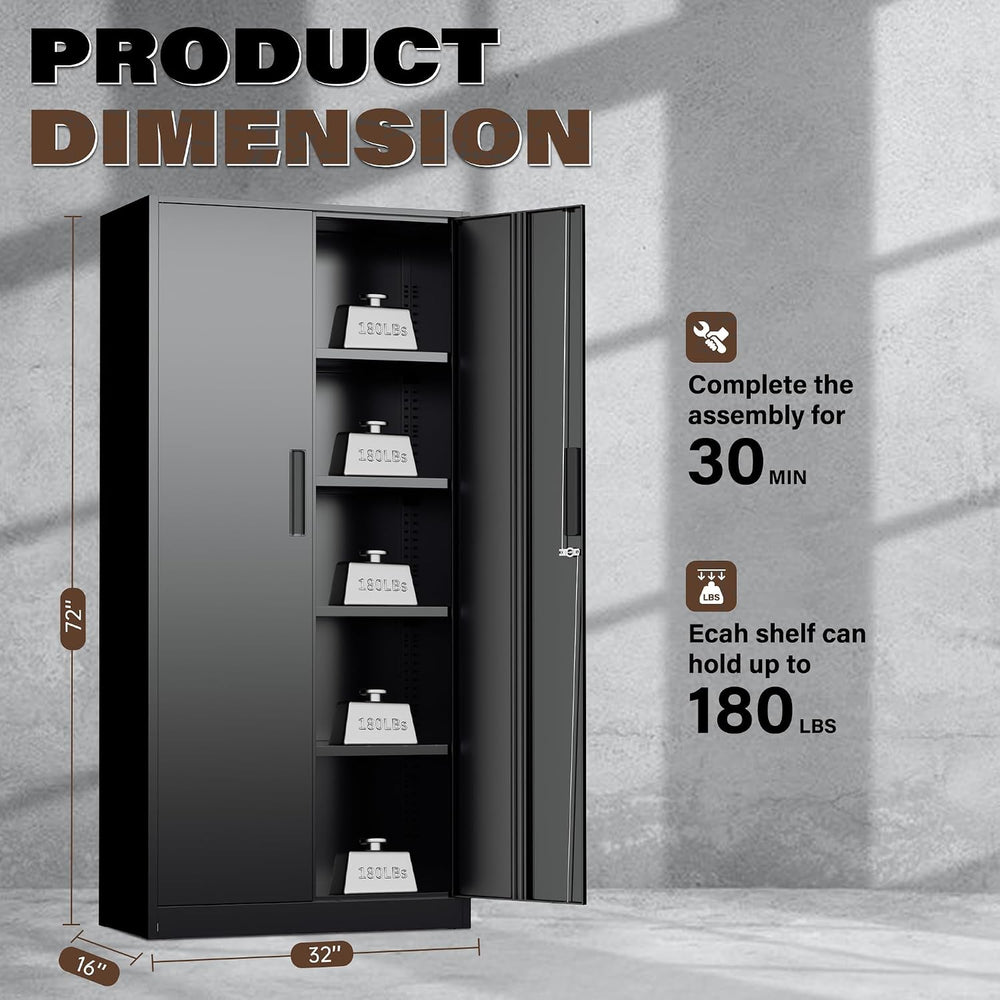 Incbruce 72” Metal Storage Cabinet, Garage Cabinets and Storage System with D...