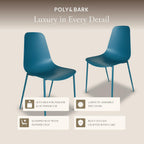 Poly & BARK Isla Modern Kitchen Chairs Set of 4 - Plastic Dining Chair with Metal Legs - Quick Assembly Simple Cafe Chairs Plastic for Indoor or Outdoor - Ocean Teal