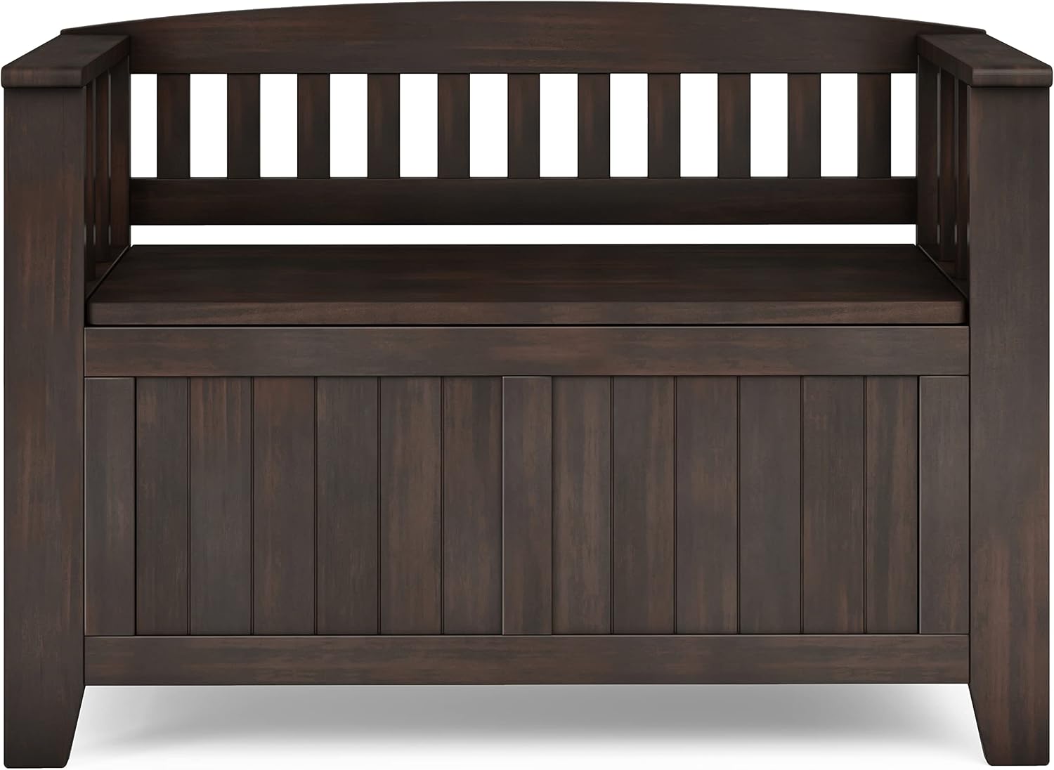 SIMPLIHOME Acadian 2-Seater Storage Bench and Cabinet Set in Brunette Brown
