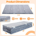 MeMoreCool Foldable Kids Floor Mattress, Play Mat Muscle Mat Large 6x4 FT, Thicken Foam Tatami Futon Mattress for Children Play Area, Sleeping Crawling Pad for Playroom, Grey Star