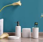 Hymmah Bathroom Accessories Set,Toothbrush Holder,Farmhouse Decor,4 Pcs Resin Gift Apartment Necessities, Contain Toothbrush Cup,Soap Dispenser & Dish,Tumbler