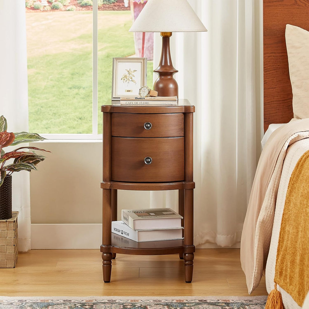 ONBRILL Narrow End Table with Charging Station, Pre-Assembled Nightstand with...